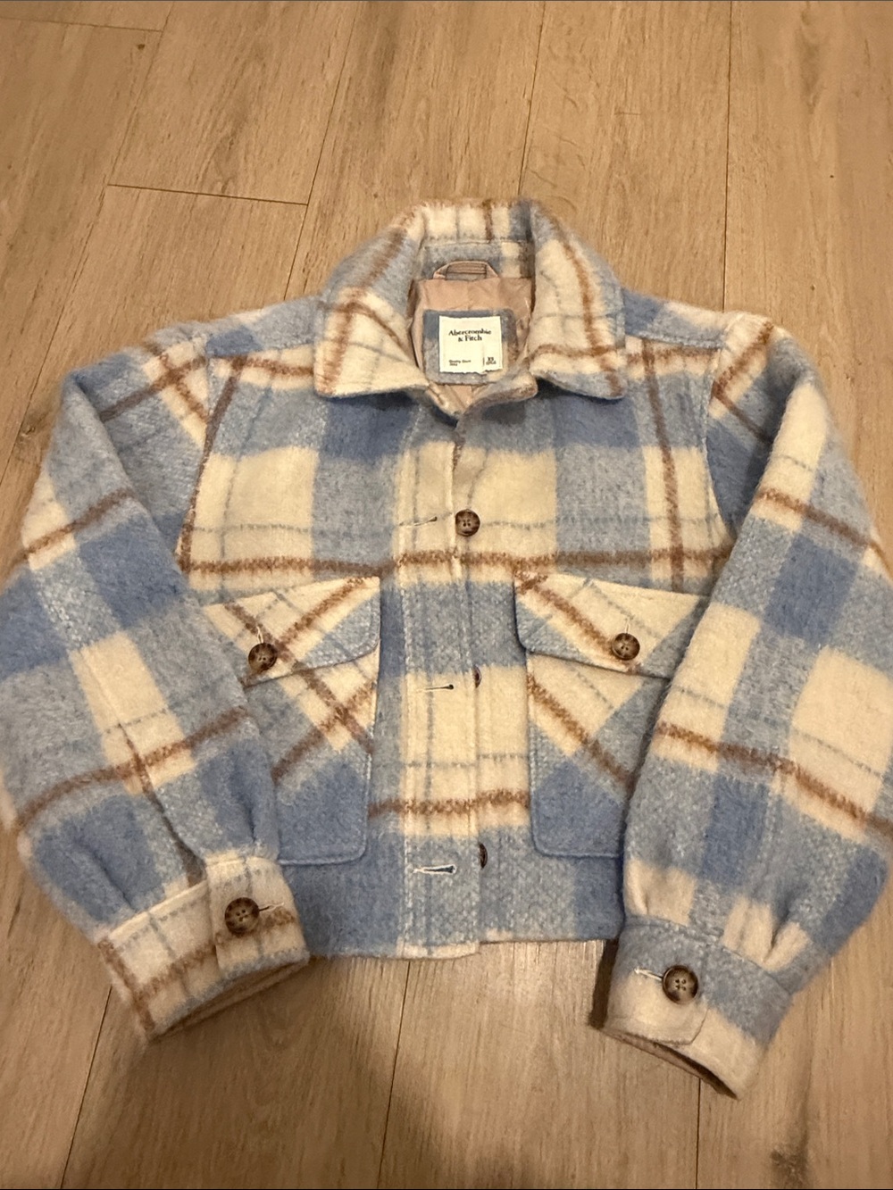 Abercrombie & Fitch Blue Cream Plaid Jacket